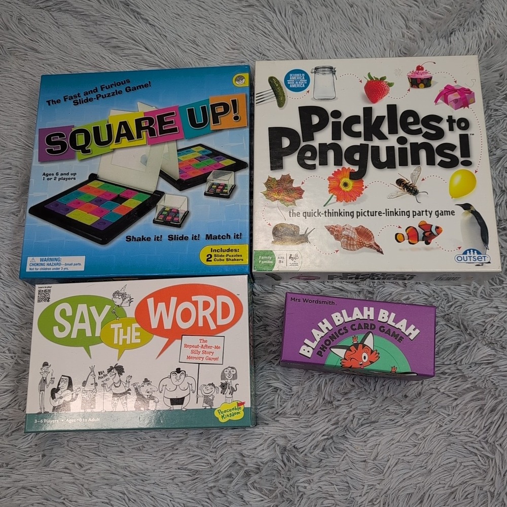 Lot Of 4 Games Homeschool Square Up Phonics Say The Word Pickles To Penguins‎
